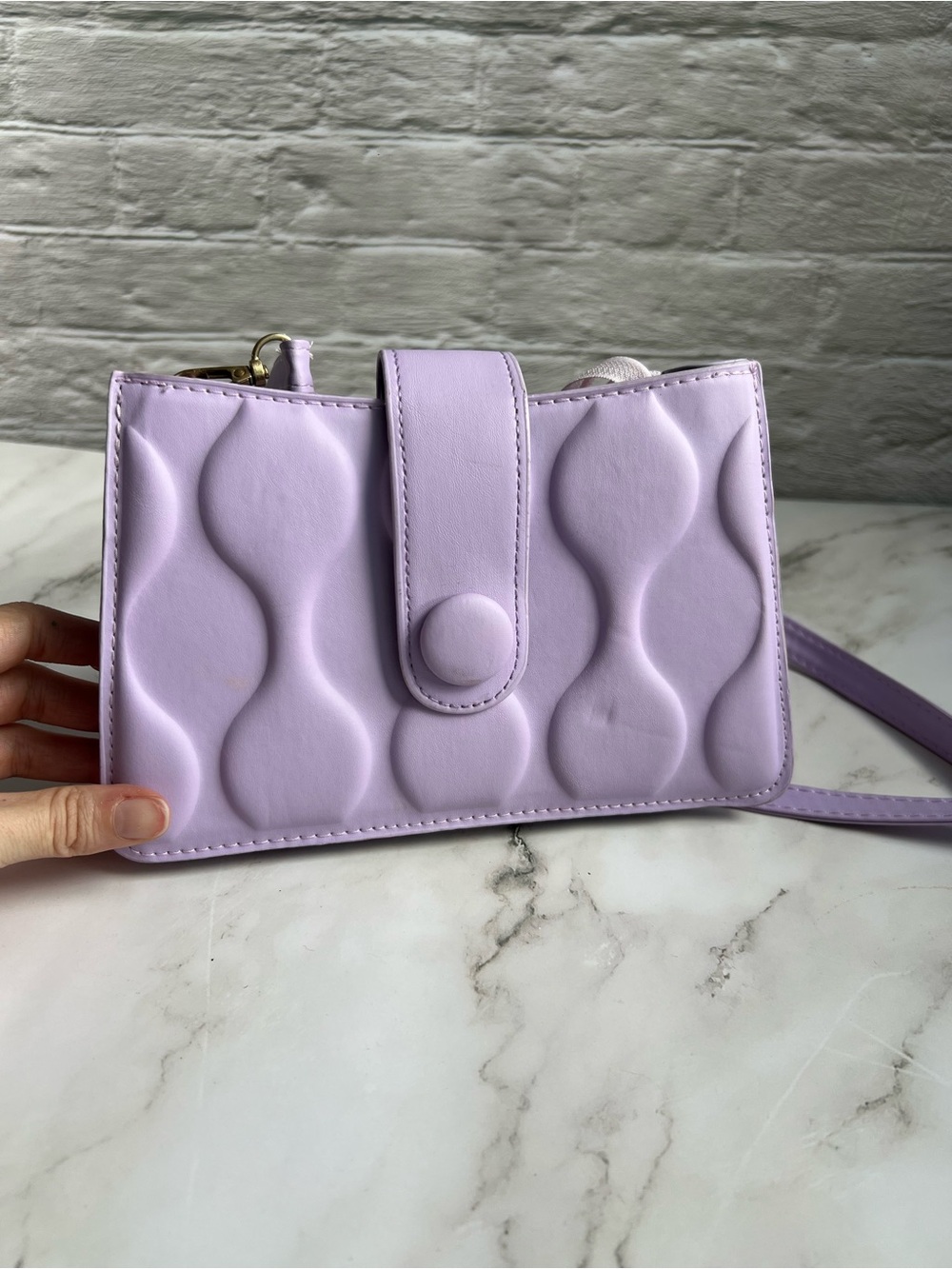 Lilac Quilted Crossbody Bag with Snap Closure